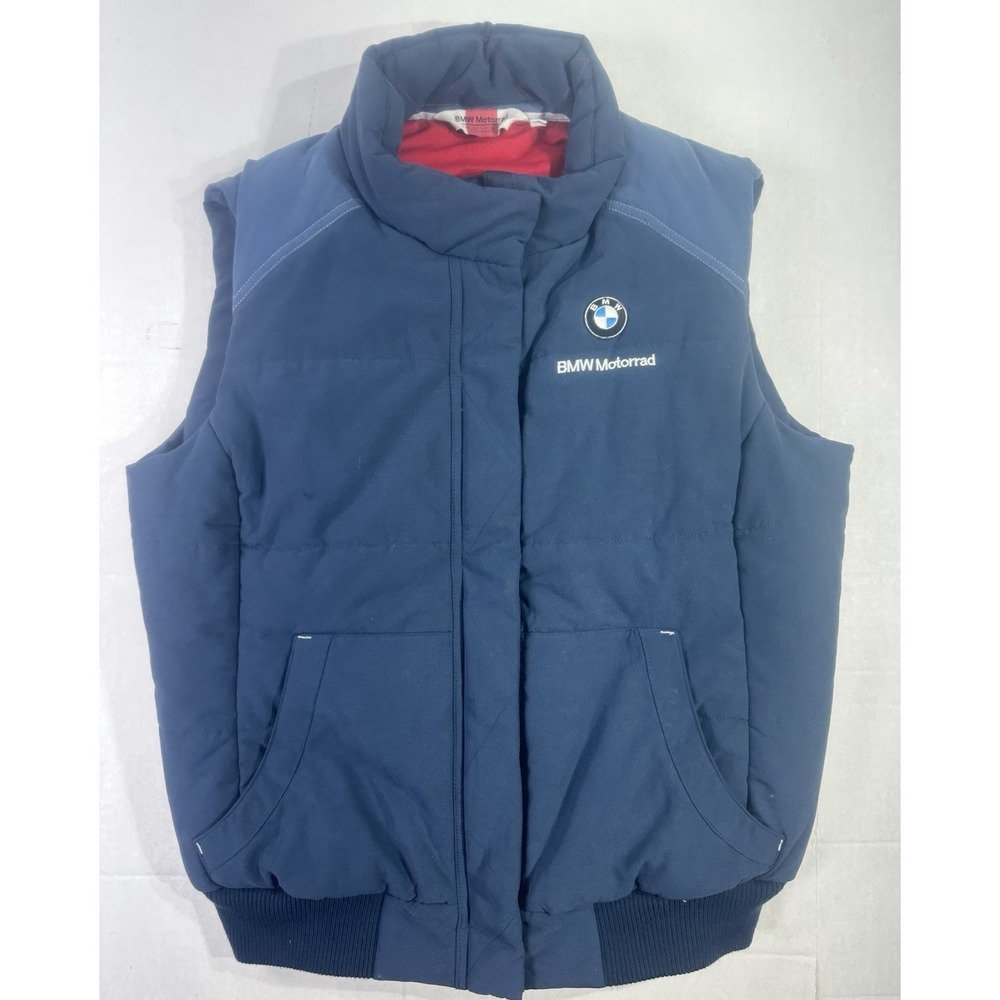 BMW Motorrad Puffer Vest Blue Insulated Zip Front Motorcycle Men's L fits like M
